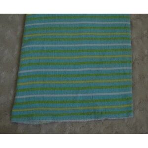 Luvable Friends Stripe Baby Blanket Blue Yellow White Flannel Receiving Lovey